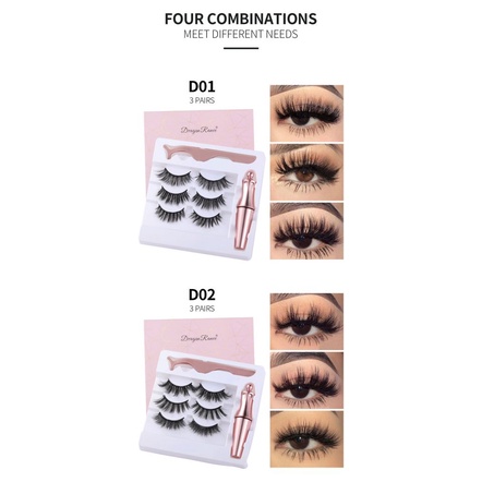 Set 3 cặp lông mi giả từ tính 3D kèm bút kẻ mắt và nhíp gắp tiện dụng
 | BigBuy360 - bigbuy360.vn