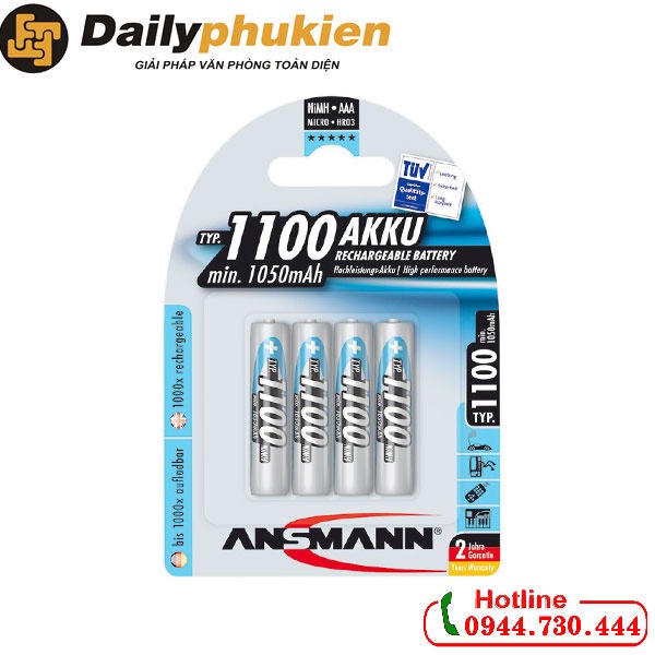 Pin sạc AAA ANSMANN 1100mAh vỉ 4 viên dailyphukien