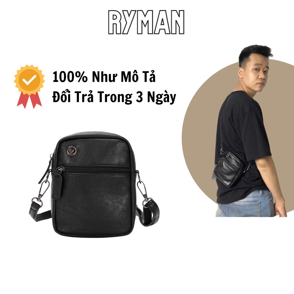 Túi mini nhỏ Unisex nam nữ đeo chéo để vừa điện thoại, ví/bóp, phụ kiện, dây đeo da PU, khóa kéo bền đẹp và thanh lịch
