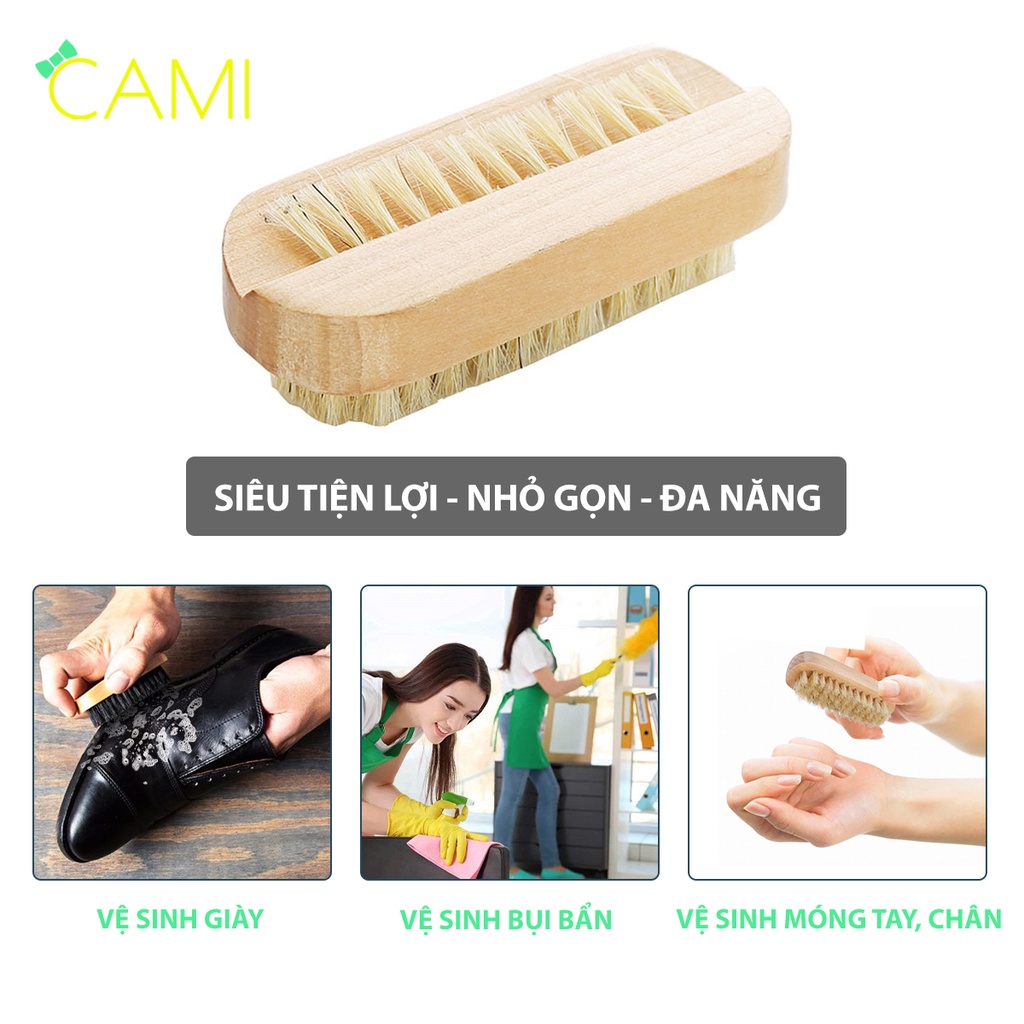 Bàn chải cán gỗ, nhỏ gọn tiện lợi sử dụng trong vệ sinh giày dép và vệ sinh móng tay - Cami - CMPK239