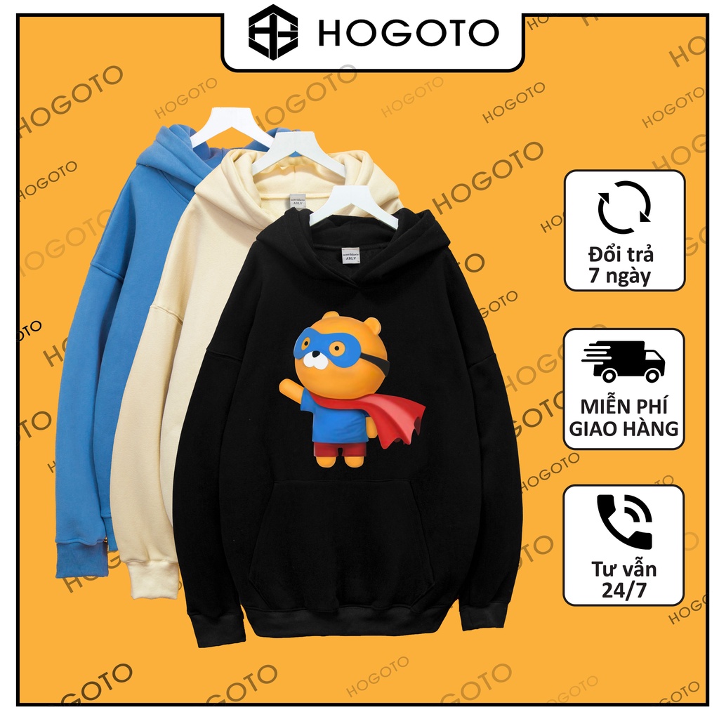 Áo nỉ Hoodie ADLV GẤU SUPERMAN Hogoto shop , Áo hoodie nam nữ nỉ bông cotton