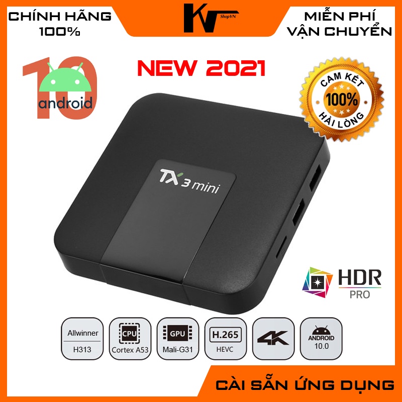 Android TV Box TX3 Mini, Ram 2G, Bộ nhớ 16GB, Android TV 10.0, Wifi 5Ghz, Bluetooth 4.2