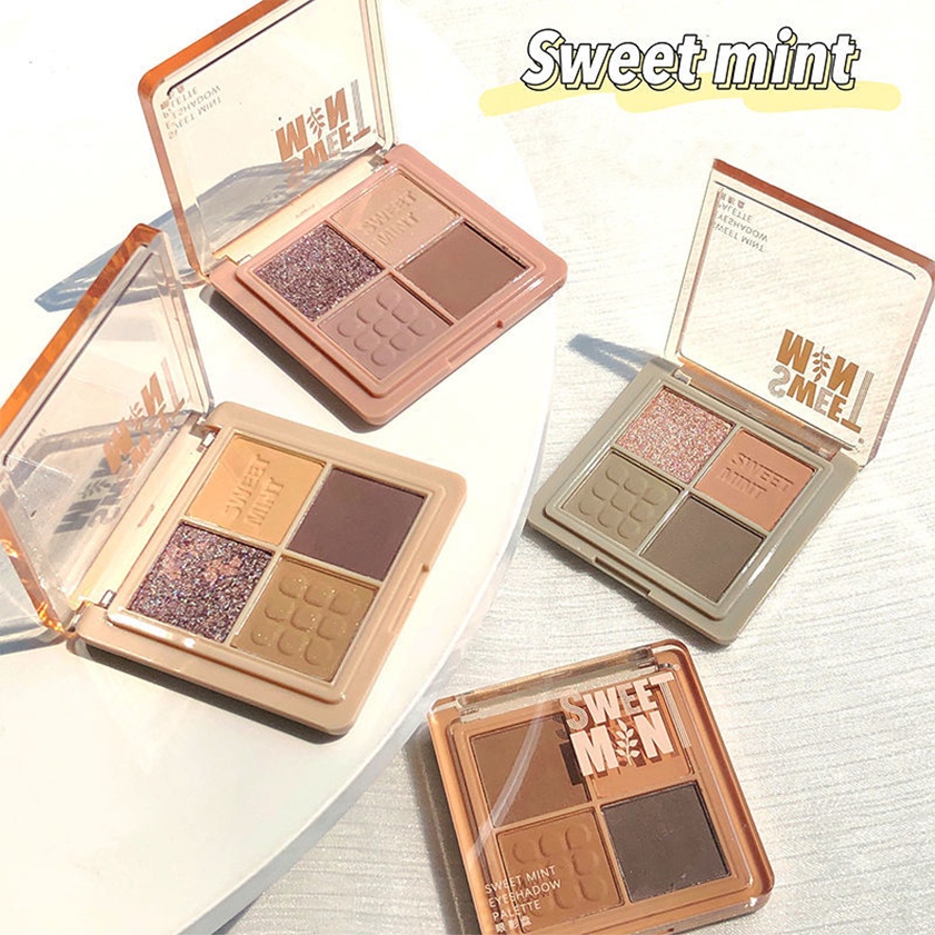 Bảng phấn mắt 4 ô màu SWEET MINT xinh xắn HELLO STYLE hotrend A Small But Solid Happiness Eyeshadow FACI01 SWMI23 HELL01