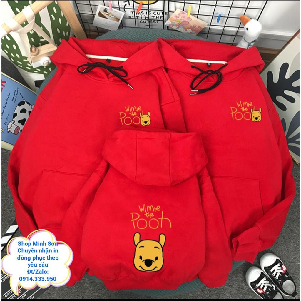 🐾🐼🐾VIDEO ÁO NỈ HOODIE GẤU POOH, NỈ MŨ GIA ĐÌNH, ÁO ĐÔI  LOẠI 1 ĐỦ MÀU ĐỦ SIZE