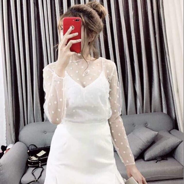 Áo lưới bi kèm áo lót, HÌNH THẬT CHỤP SÀN