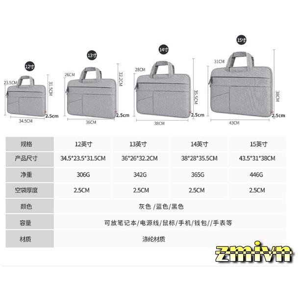 Túi chống sốc Laptop Macbook cao cấp 13 13,3 14 15 inch (quai xách)