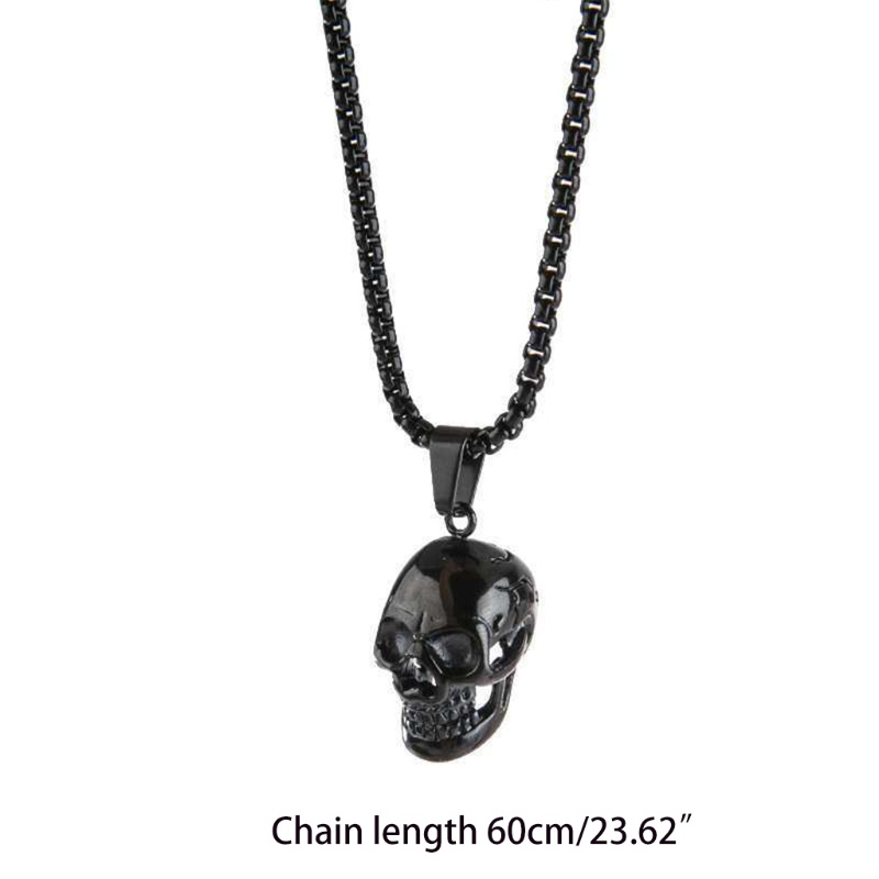 Vòng cổ mặt hình đầu lâu bằng thép không gỉ phong cách punk thời trang 3 màu cho nam