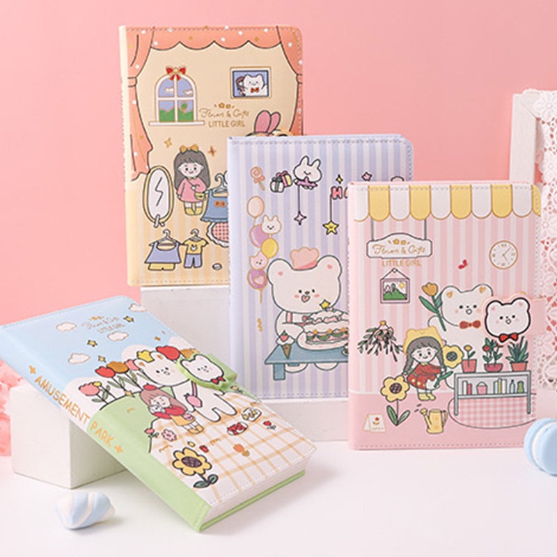 Sổ Tay 128 Trang Trí Khóa Nam Châm Họa Tiết Hoạt Hình Xinh Xắn