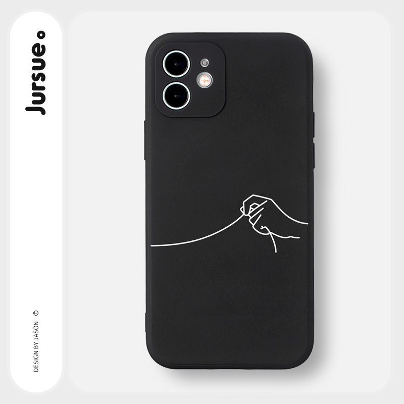 Ốp lưng JURSUE mềm hình cặp đôi dễ thương đẹp đen cho iPhone 13 12 11 Pro Max SE 2020 X XR XS ip 8 7 6 6S Plus kute Y23