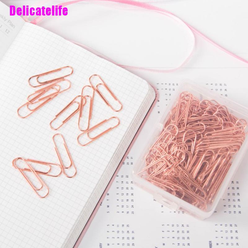 Hộp 120 kẹp giấy bằng kim loại màu vàng hồng sáng tạo