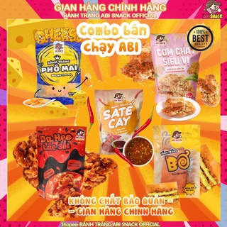 Combo 5 món bánh tráng Abi bùng vị bơ, sate, phomai, da heo lắc sốt và cơm cháy siêu vị giòn ngon