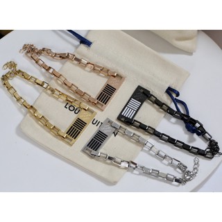 Vòng tay lv kẻ sọc mạ vàng 18k thời trang cho cặp đôi