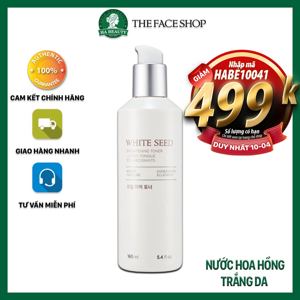 Nước hoa hồng trắng da dưỡng ẩm se khít lỗ chân lông The Face Shop White Seed Brightening Toner 145ml