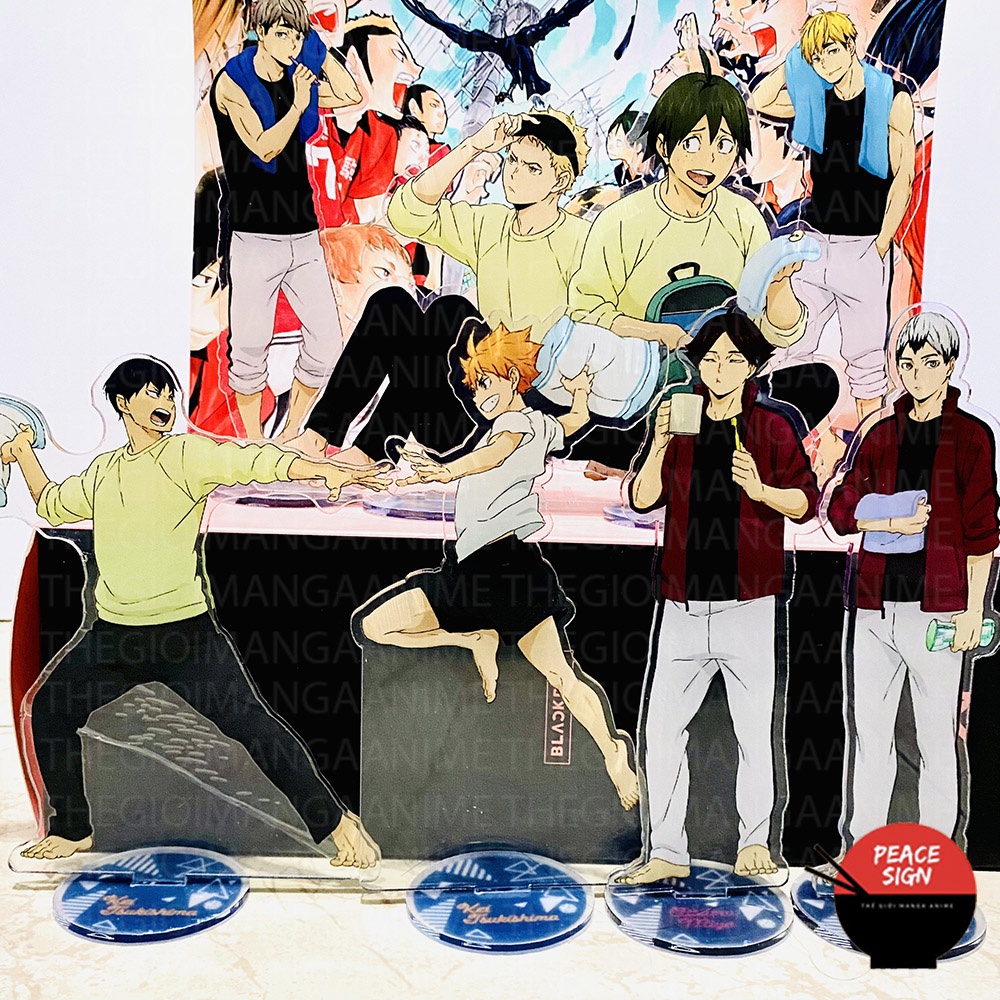 Standee HAIKYUU!! ver TRƯỚC GIỜ NGỦ mô hình Vua Bóng Chuyền mica trong anime chibi trưng bày