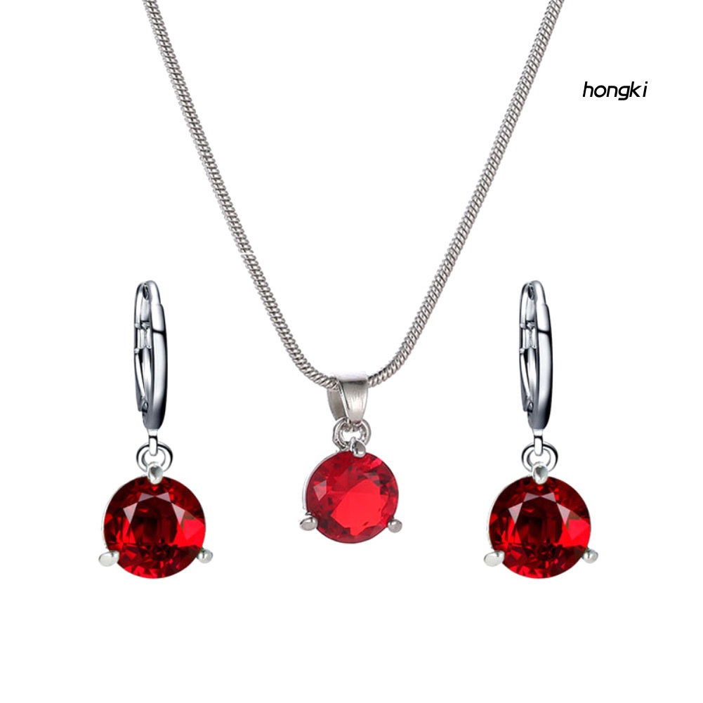 Bộ Trang Sức Gồm Vòng cổ Và Đôi Bông Tai Đính Đá Zircon Thời Trang Cho Nữ