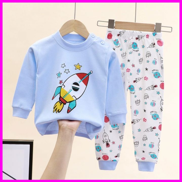 Bộ Dài Tay Cotton 100% Cho Bé Mặc Nhà Dễ Thương