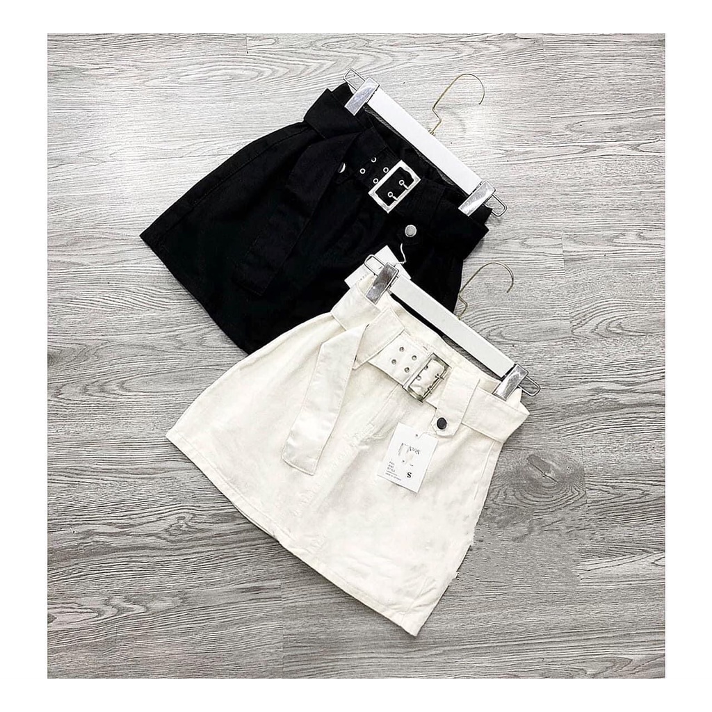 Chân váy kaki ngắn form chữ A kèm đai điều chỉnh size siêu tôn dáng thời trang 2022 alohashop91