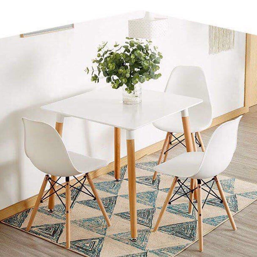 BÀN VUÔNG MẶT GỖ MDF CHÂN GỖ BEECH
