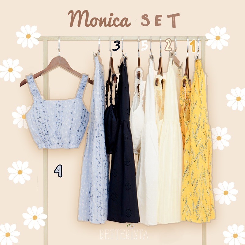 Set áo 2 dây + chân váy xoè Monica