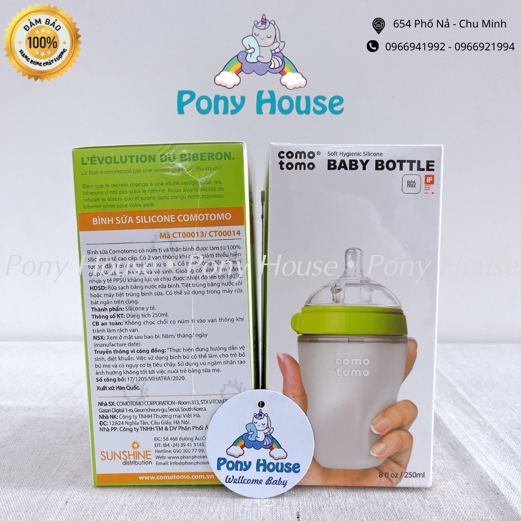 Bình Sữa Comotomo Silicon Cho Bé Siêu Mềm 150ml - 250ml - Xanh, hồng Chính Hãng