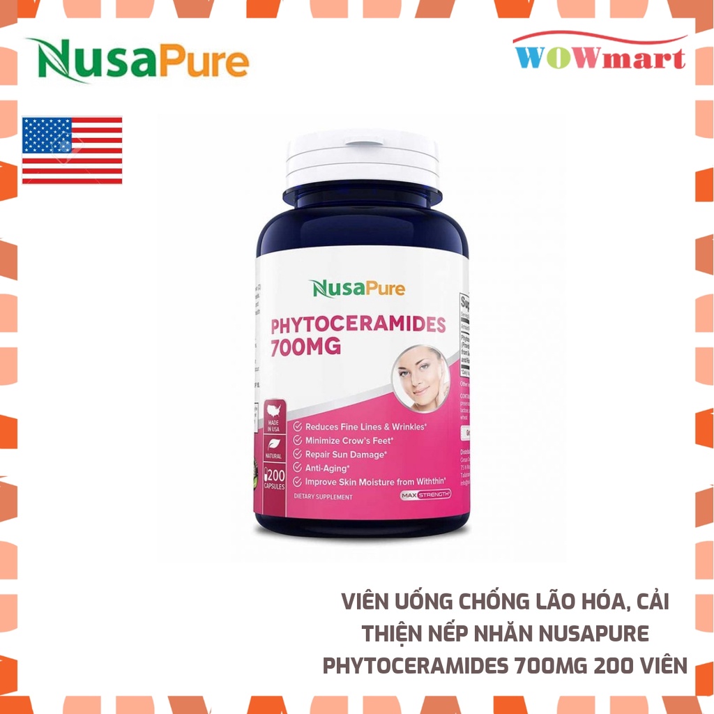 Viên uống chống lão hóa, cải thiện nếp nhăn NusaPure Phytoceramides 700mg 200 viên