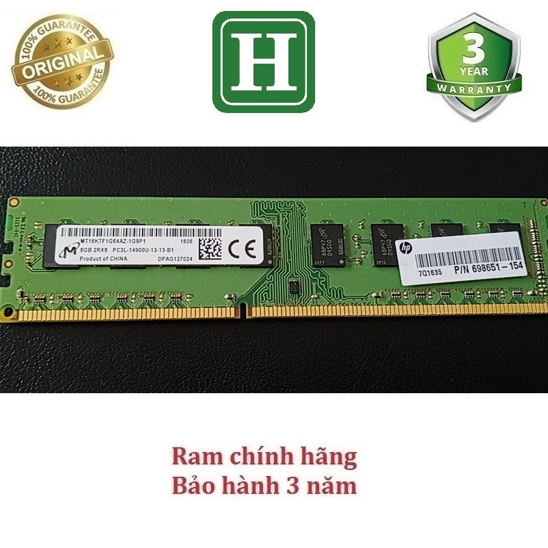 RAM PC DDR3L 8GB BUS 1866 (14900U), hàng tháo máy chính hãng, bảo hành 3 năm - dòng ram đồng bộ siêu bền và ổn định