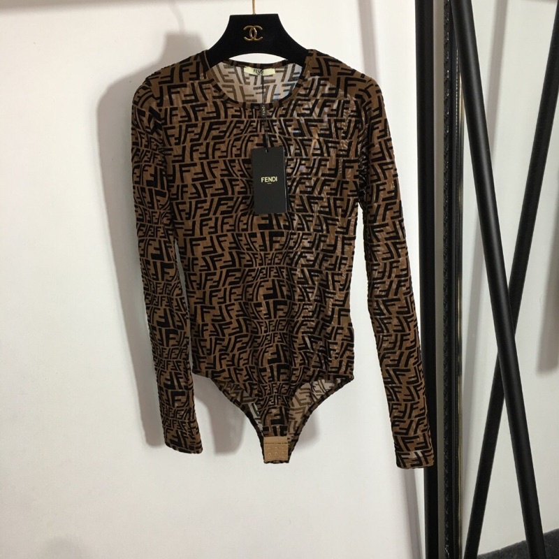 Áo một mảnh liền quần dài tay gợi cảm chữ F thương hiệu thời trang cao cấp Fendi FD