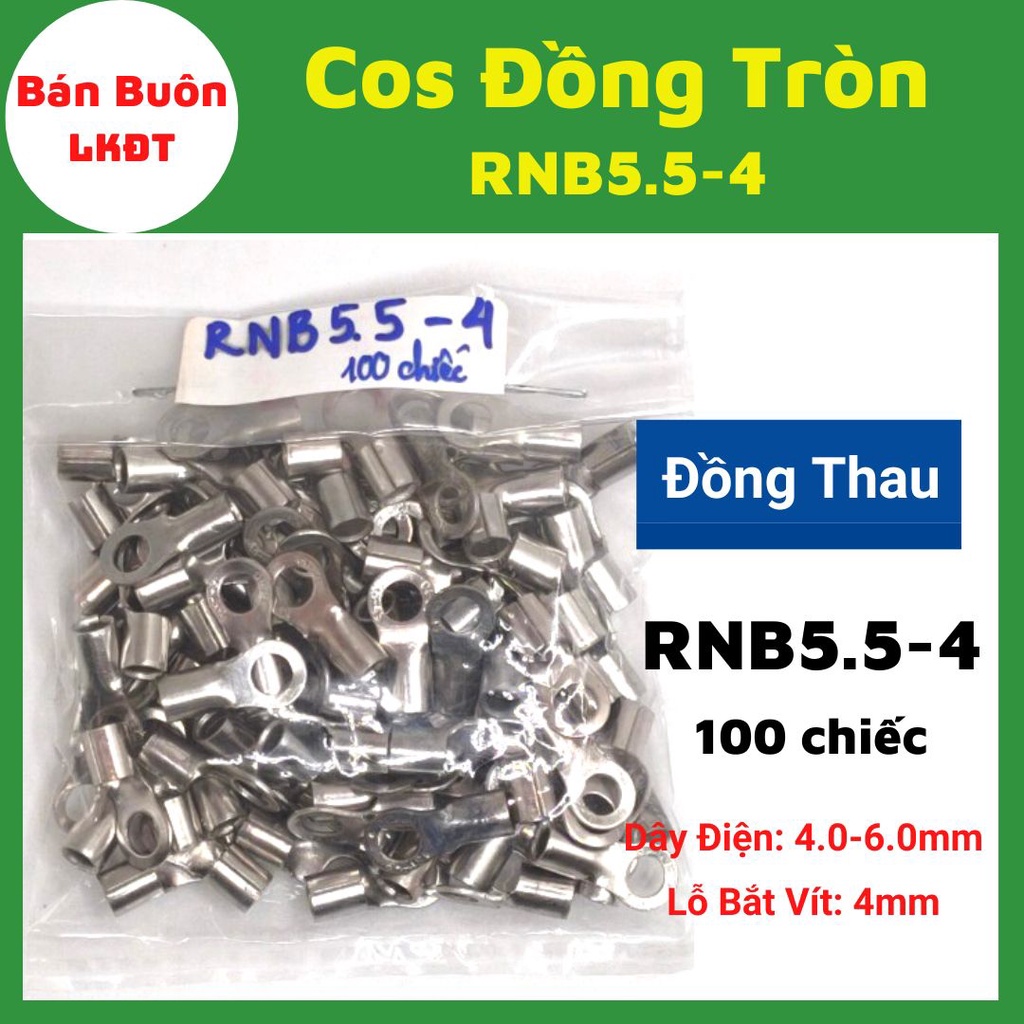1.000 chiếc Đầu cos tròn trần 5.5-4, RNB5.5-4, đầu cos tròn ( Cos Đồng Thau)