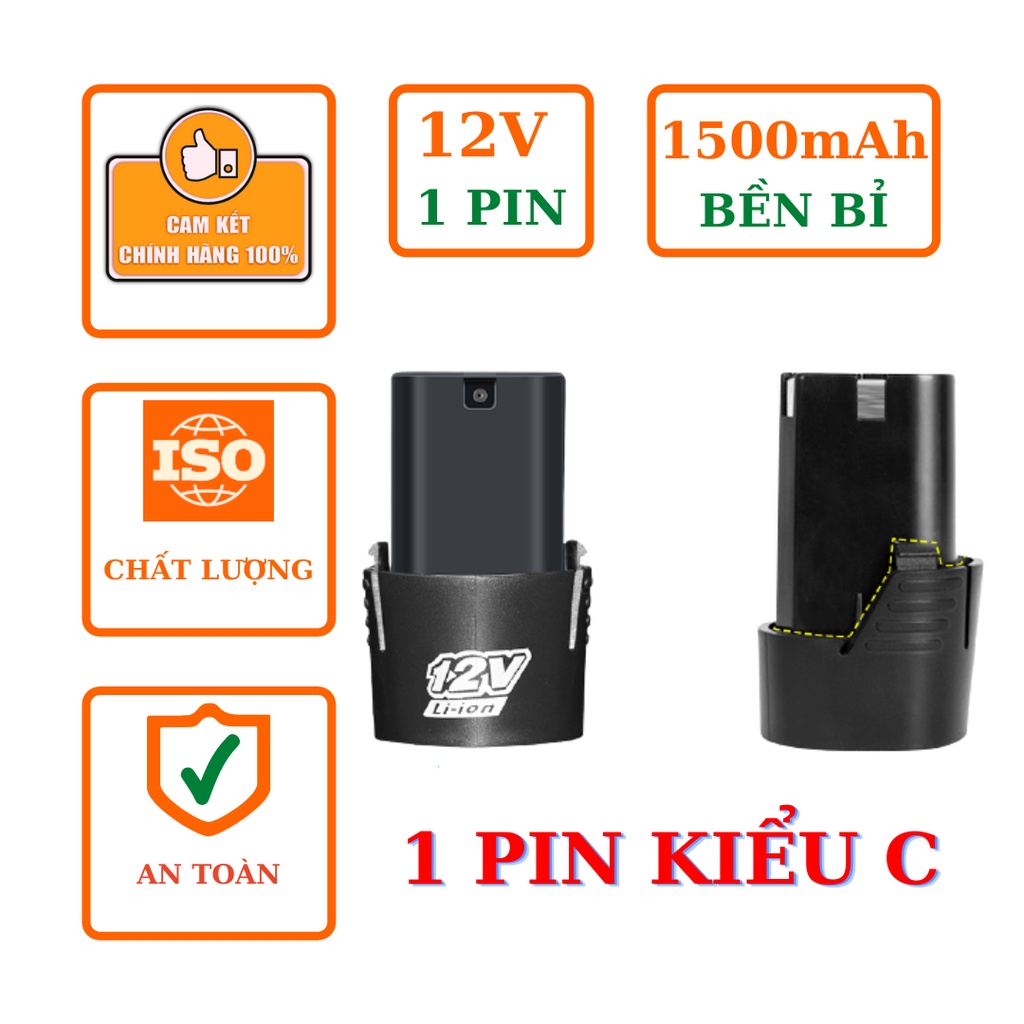 1 Pin máy khoan bắt vít cầm tay 12V 1500mAh kiểu A B C D E