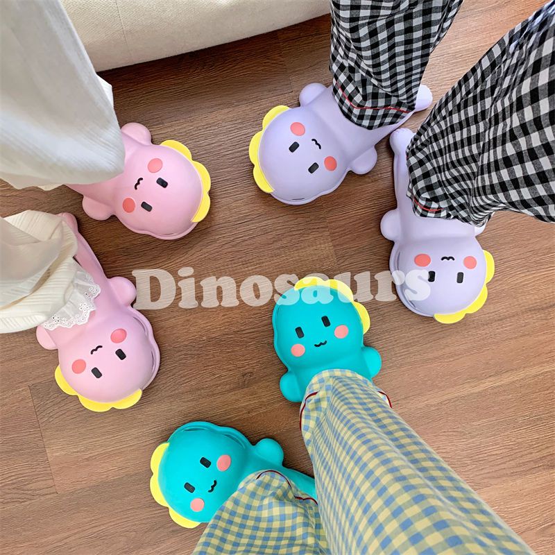 Dép Bít Mũi Thoáng Khí Họa Tiết Khủng Long Dễ Thương Thời Trang Cho Nữ