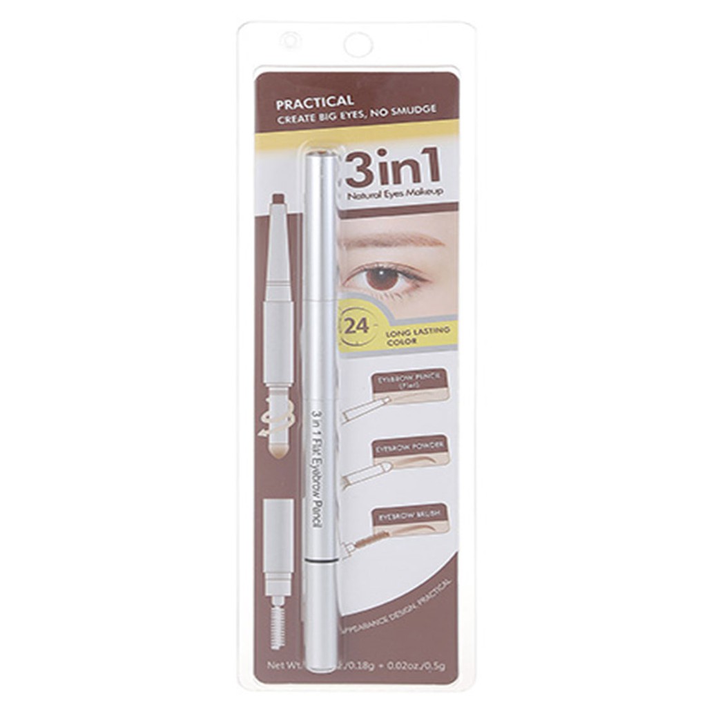 [Mã MINI11FFF giảm 5% đơn 150K] Bút kẻ chân mày Miniso 3 in 1 Flat Eyebrow Pencil 0.68 g (Nhiều màu)