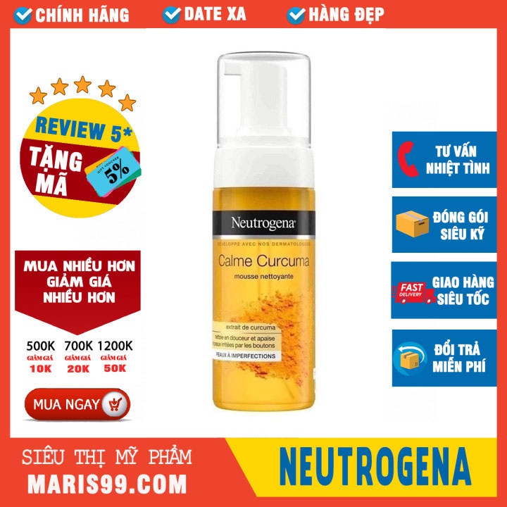 Sữa rửa mặt tạo bọt Neutrogena tinh chất nghệ tươi Curcuma Clear ( 150ml )