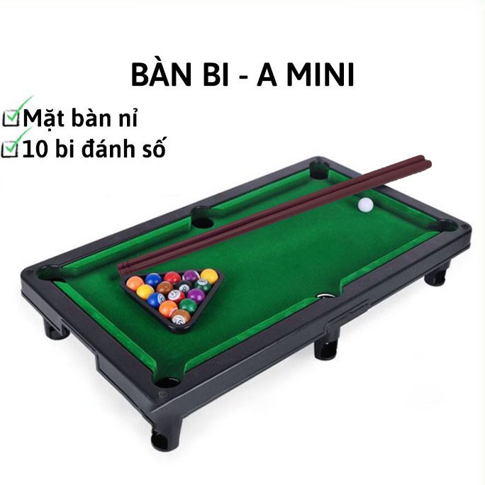 Bàn Bi A Mini Giá Rẻ - Bàn Bida Cỡ Lớn 55cm, 16 Bóng Đánh Số, Kèm Phụ Kiện