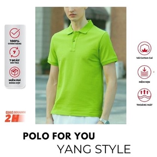 Áo thun nam cổ tròn XANH CHUỐI cotton mềm mịn, thấm hút mồ hôi,polo co dãn 4 chiều APL11