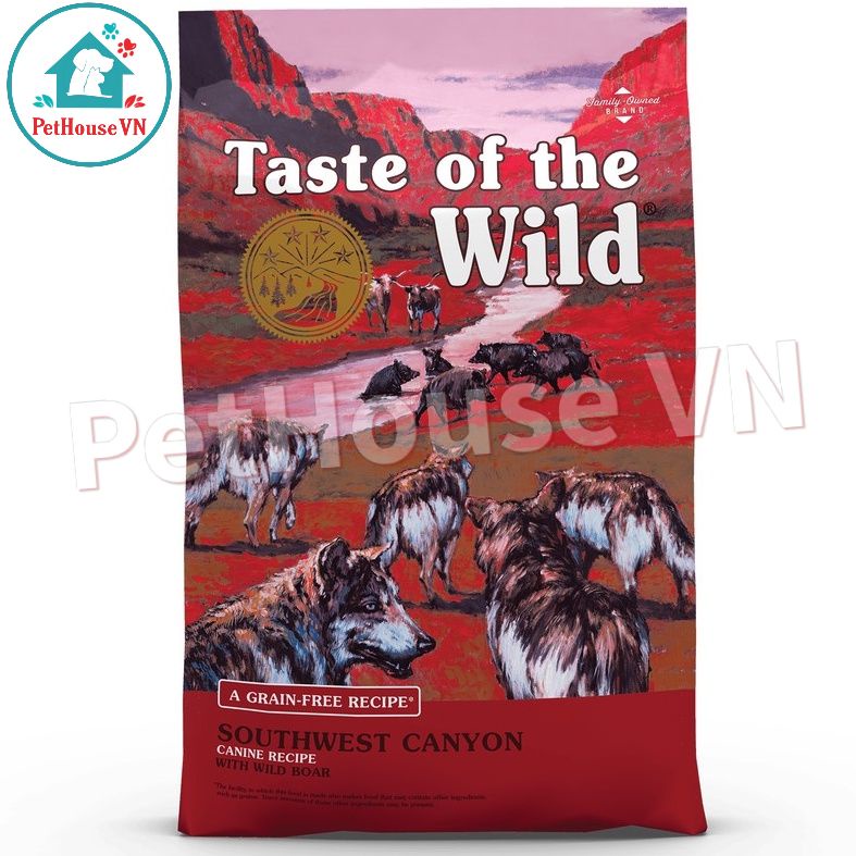TASTE OF THE WILD SOUTHWEST CANYON - Bao 12Kg Thức Ăn Hạt Cho Chó Vị Heo Rừng Nướng Hàng Chính Hãng