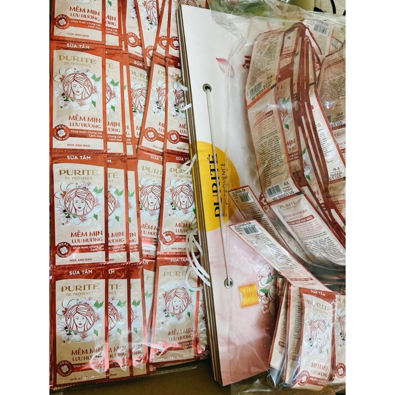 Dây sữa tắm Purite anh đào, hoa hồng 12g