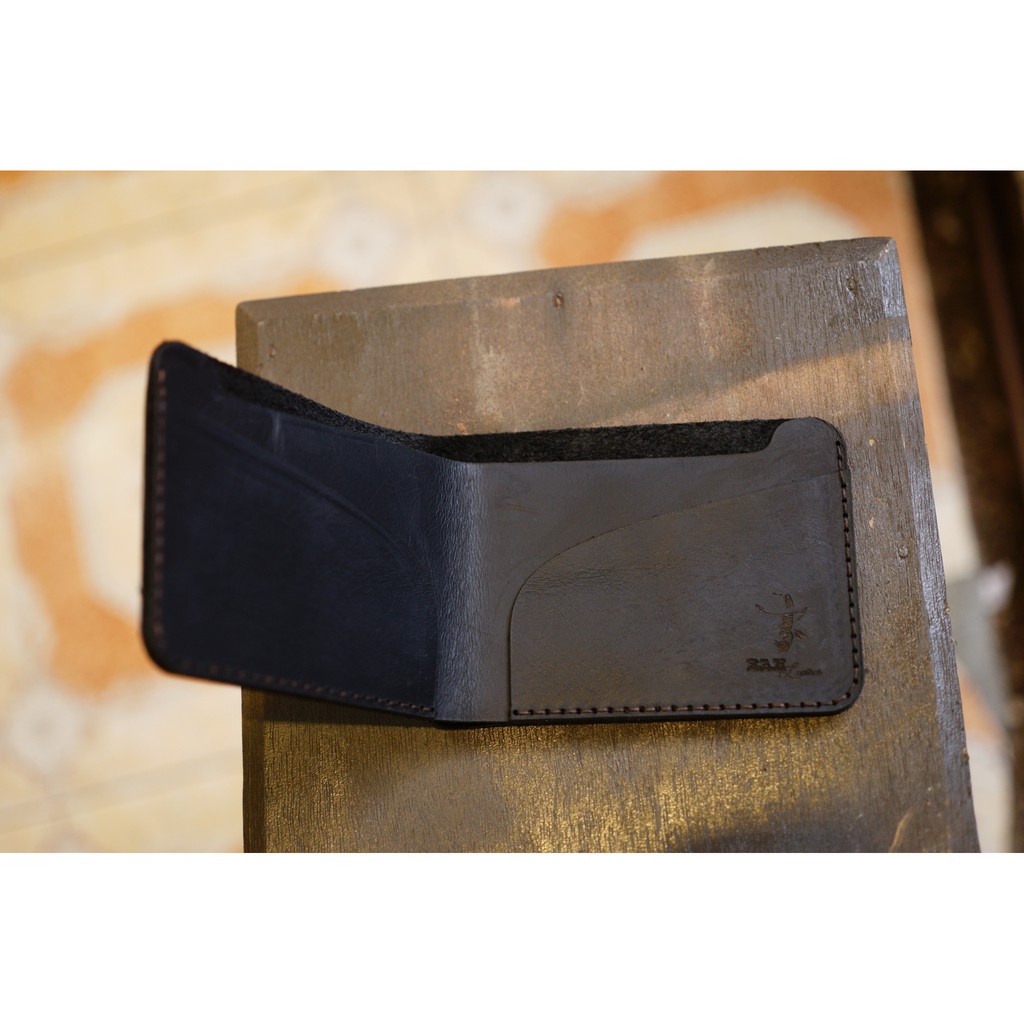 Ví nam Mini Nam Nữ RAM Leather Handmade Da Bò Đen