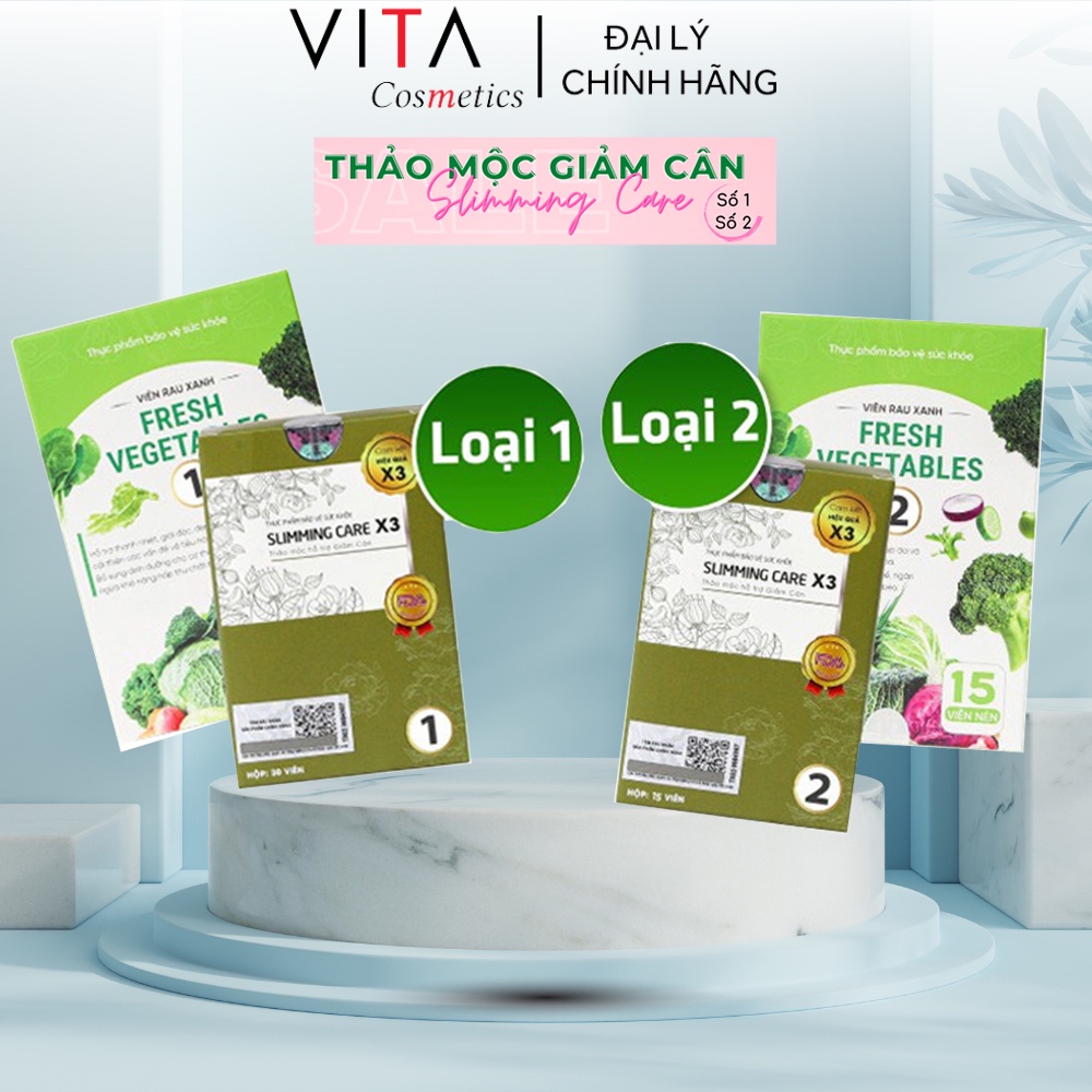 Slimming care x3 chính hãng mẫu mới tặng kèm detox Vita Cosmetics giảm cân nhanh cấp tốc eo thon gọn