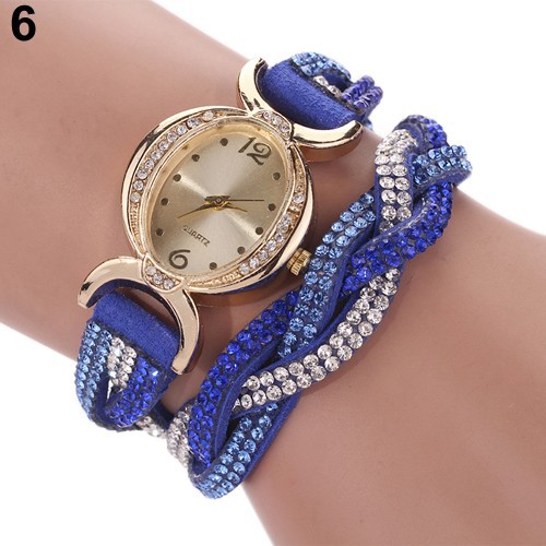 Đồng hồ dây da lộn đính đá sang trọng cho nữ