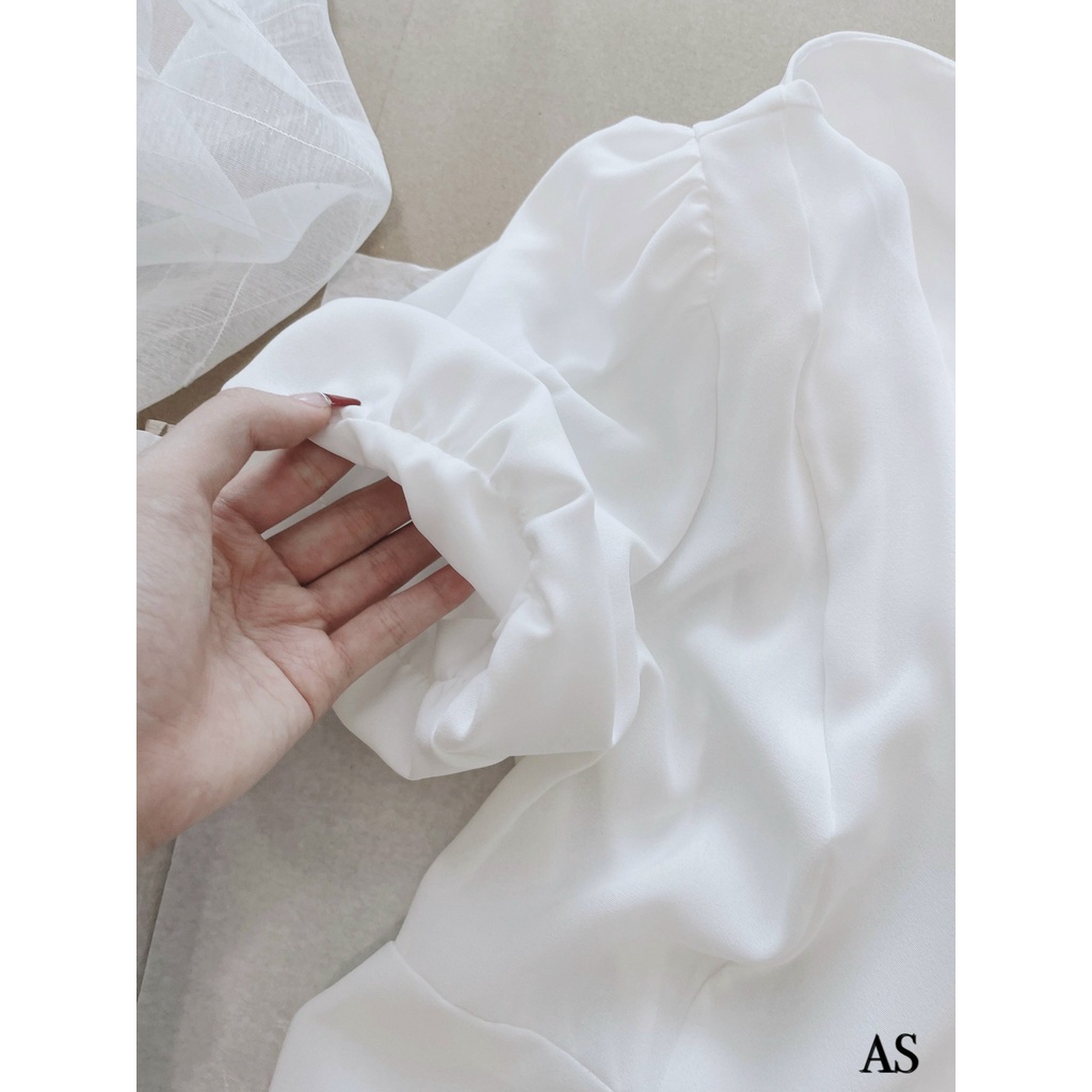 Áo somi tay bồng cúc dừa sơ mi trắng gu đũi mền dày dặn-Minxy shop | BigBuy360 - bigbuy360.vn