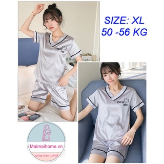 ĐỒ NGỦ (BỘ) XÁM TRƠN Lụa satin [MAIMAIHOME]
