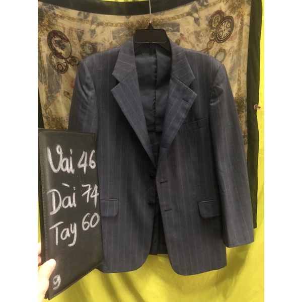 ❣️Áo Vest Blazer NAM Xanh xám sọc dọc Hiệu ❤️‍🔥