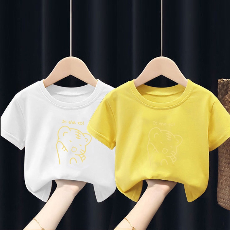 NRVP Áo thun tay ngắn cổ tròn in họa tiết động vật hoạt hình dễ thương thời trang 2022 cho bé trai và bé gái 2-11 tuổi