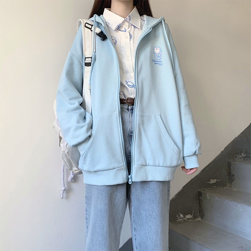Áo Khoác Cardigan Dáng Rộng Có Khóa Kéo Phong Cách Hàn Quốc Thời Trang Xuân Hè Dành Cho Nữ