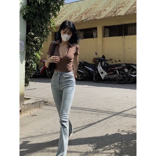 Quần jean ống loe blance( sẵn )