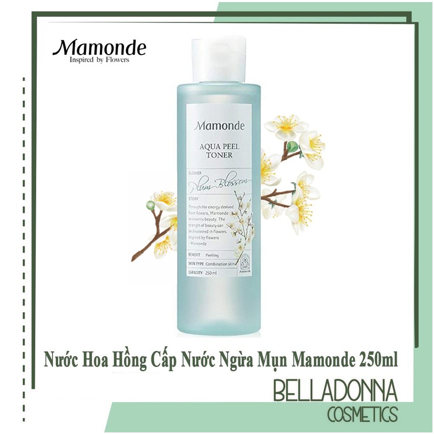 Nước Hoa Hồng Cấp Nước,Tẩy Da Chết,Ngừa Mụn Mamonde Aqua Peel Toner 250ml #Plum Blossom