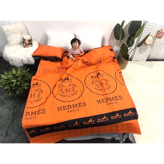 Bộ 5 món chăn hè cotton poly màu cam
