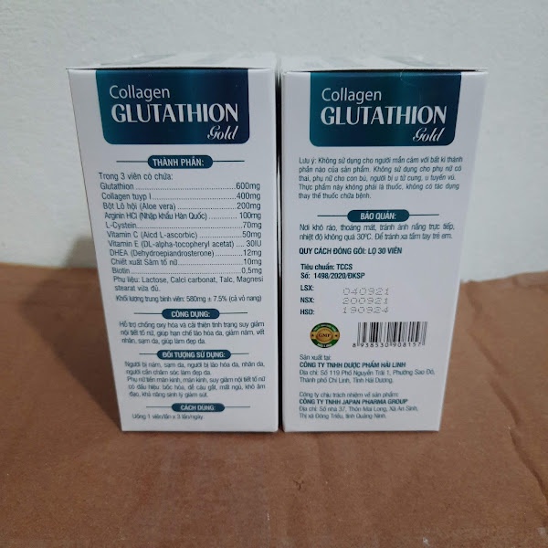 Viên uống trắng da mờ nám COLLAGEN GLUTATHION GOLD - GLUTATHIONE 600 - Hôp 30 viên