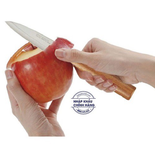 KAI- Dao gọt hoa quả có nắp đậy, cán gỗ