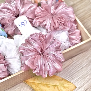Scrunchies lụa tơ, chun buộc tóc cột tóc siêu phồng Cilla